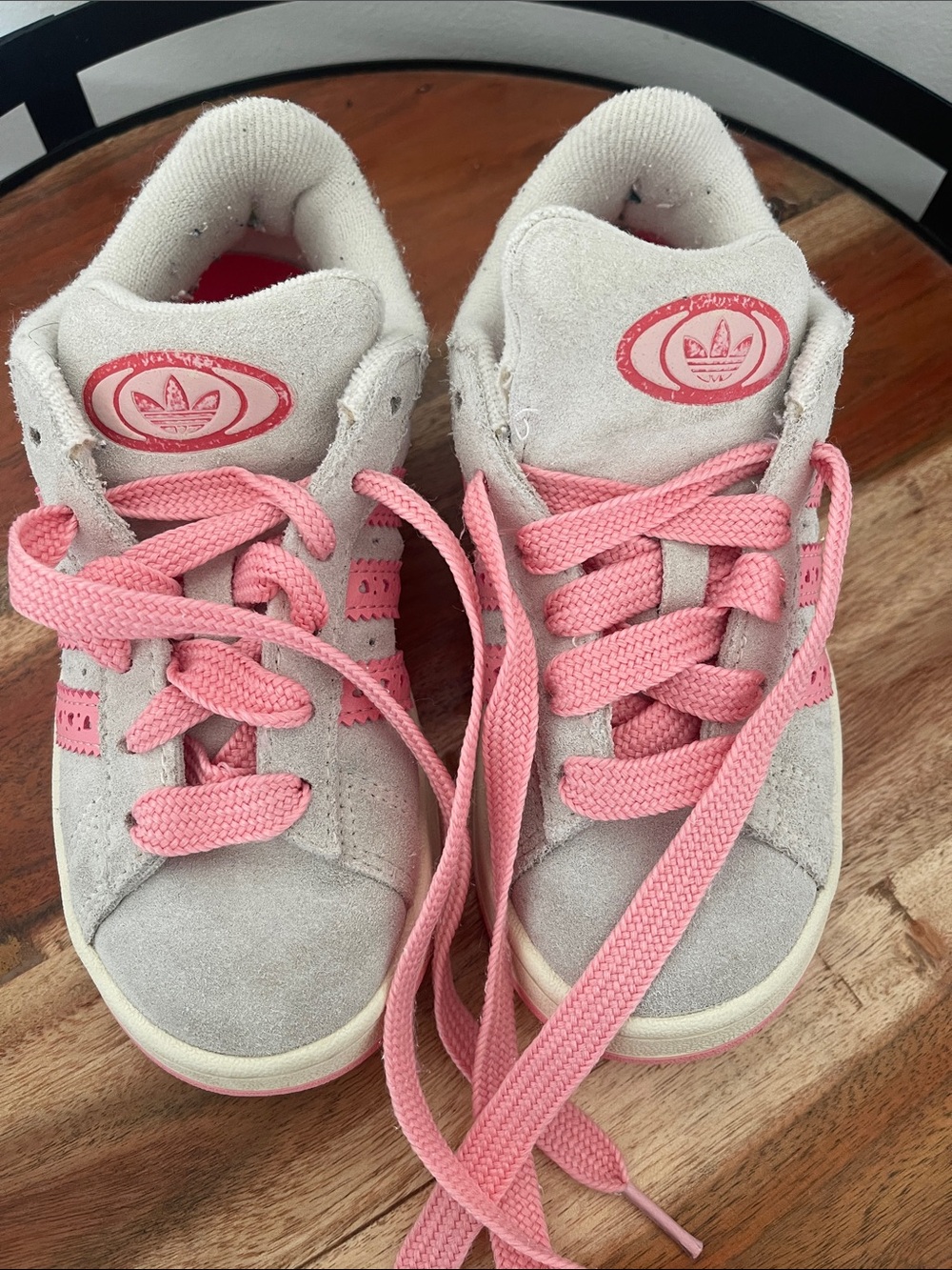 adidas Kids Sneakers in Cream with Pink Accents